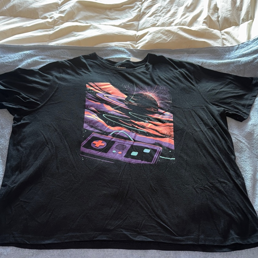 Gently Used Old Navy Black Short-Sleeve T-Shirt with Game Controller Design
